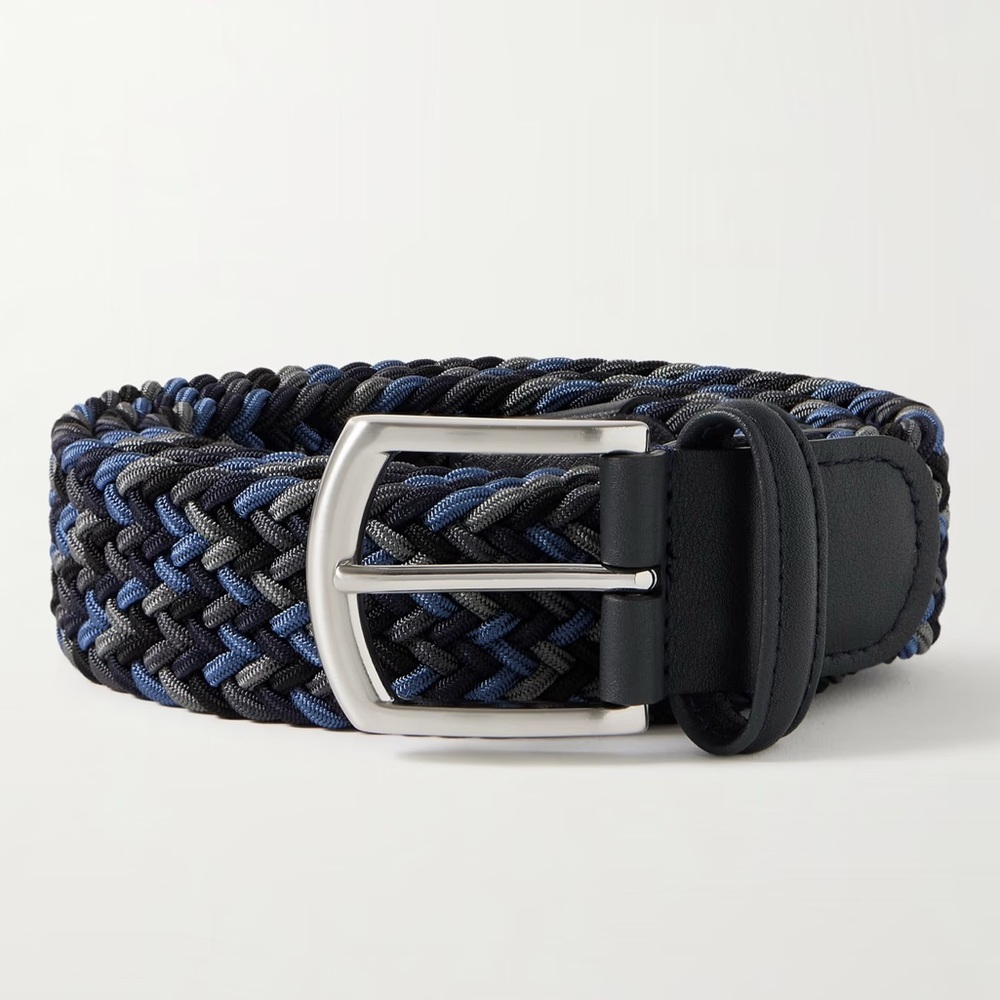 Anderson’s Men’s Interwoven Italian Leather/Nylon Flexible Sizing Belt $264 New